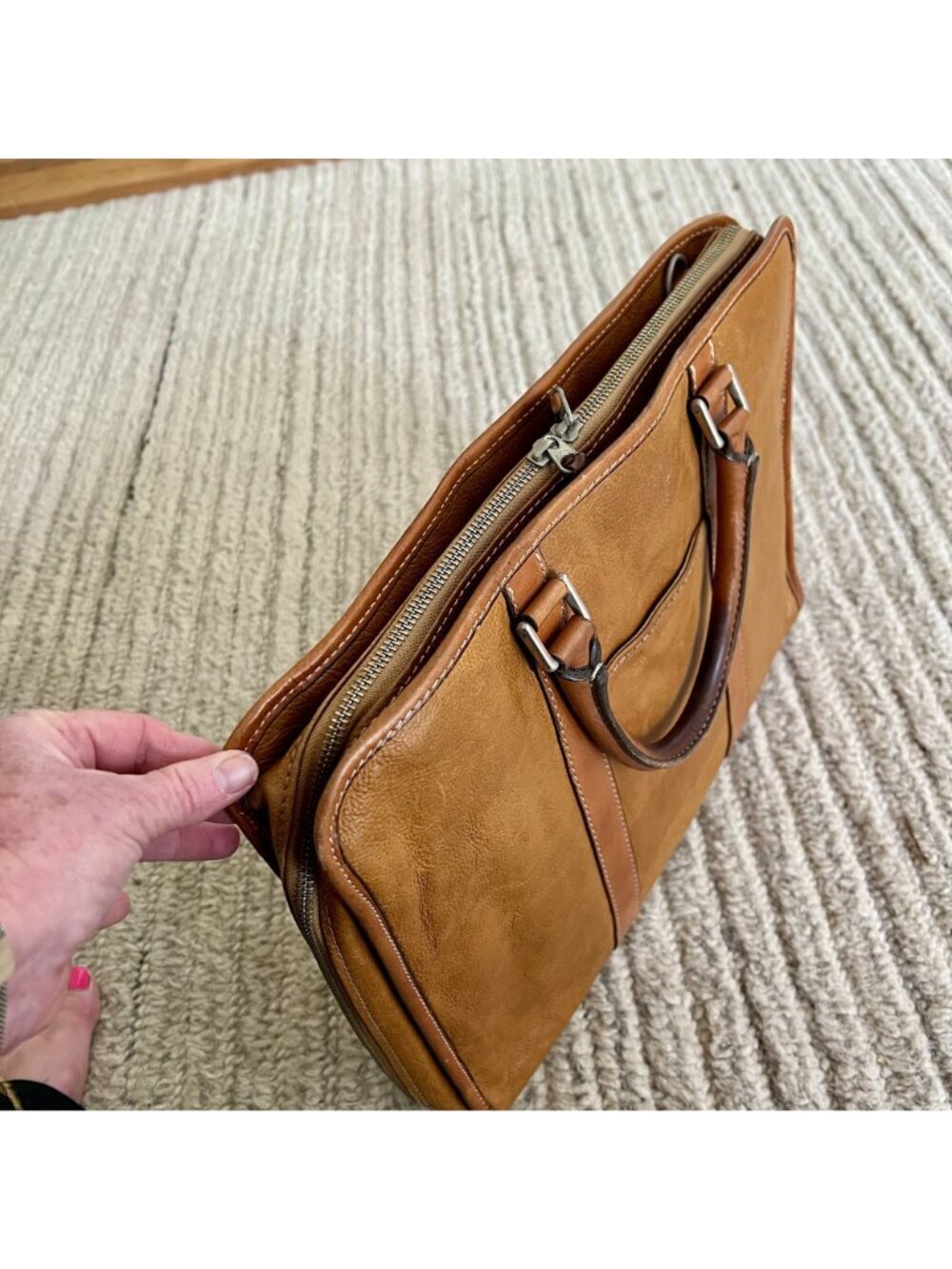 Vintage Artisan Leather Briefcase Unisex Full Grain Patina Bag Filson Academia - Picture 12 of 16